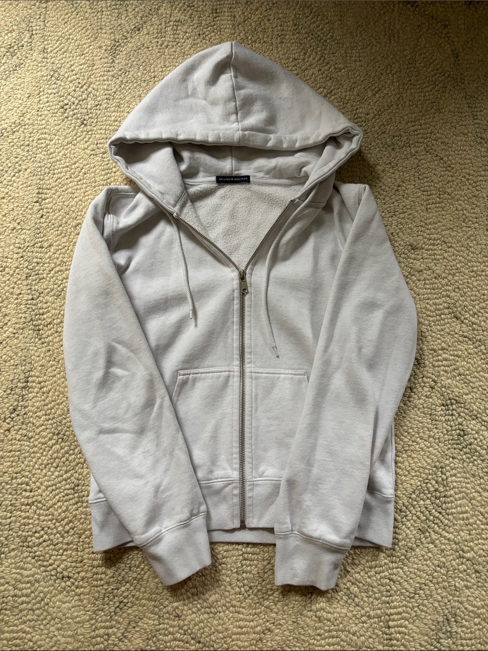 Brandy Melville White Christy Zip-up Hoodie
